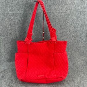 Vera Bradley Hadley Tote Handbag Purse Canyon Sunset Red Quilted Microfiber Zip